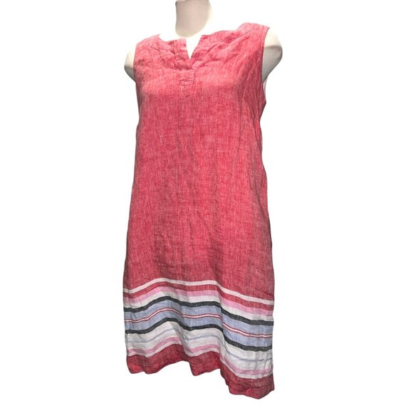 Talbots Linen Shift Dress Seaside Stripe Sleeveless Sz 10 (Medium) Womens Red - Picture 5 of 15